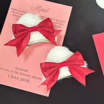 2 шт./компл. милые кошачьи ушки бант плюшевые шпильки заколки для волос для девочек женские милые заколки детская мода новогодние счастливые аксессуары для волос подарок One Pair