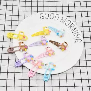 2 шт./компл. милые мультяшные медведи, заколки для волос для женщин, яркие цвета, боковая заколка, милые аксессуары для волос для девочек, ежедневное использование Size fits all жёлтый