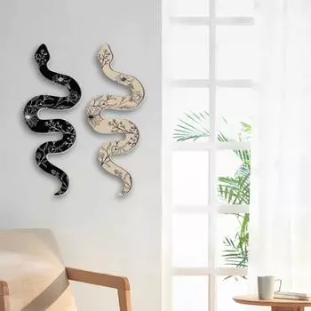 2 шт./компл. Милые подвески в виде змеи, мультяшные деревянные настенные наклейки для спальни 2Pcs/set