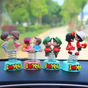 2 шт./компл. милый мультфильм пара весна качающаяся голова приборная панель автомобиля кукла украшение украшение авто интерьер аксессуары для подарка