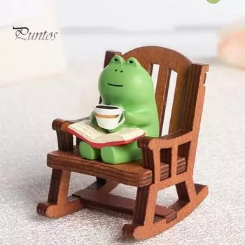 2 шт./компл., миниатюрная лягушка, кресло-качалка, набор фигурок, забавная скульптура лягушки, украшение для стола, милая лягушка, подарок Frog