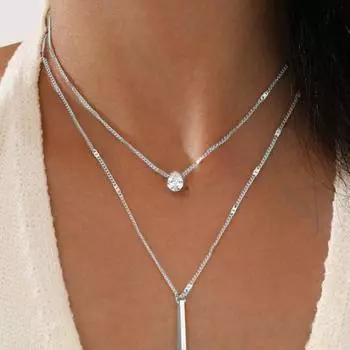 2 шт./компл. многослойное ожерелье, регулируемое украшение, не легко ржавеет, шикарное изящное многослойное колье-колье, реквизит для фотографий золотистый