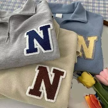 2 шт./компл., модная влагоотводящая футболка длиной до колена с застежкой-молнией и вырезом, женская однотонная футболка с широкими штанинами, комплект уличной повседневной одежды L синий