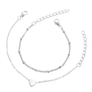 2 шт./компл. Модные браслеты-цепочки с сердечками из сплава, женские браслеты для вечеринок, ювелирные изделия в подарок ARI серебряный