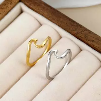 2 шт./компл. модные очаровательные ювелирные изделия из нержавеющей стали, кольца с морской волной 6