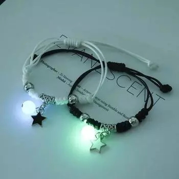 2 шт./компл., модный светящийся браслет с луной и звездой, пара регулируемых веревок, одинаковые браслеты для друзей, подарки для любви, ювелирные изделия 11