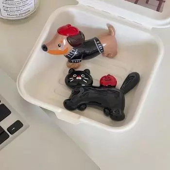 2 шт./компл. мультяшная такса наклейка на холодильник смоляные магнитные наклейки шкафчик Set