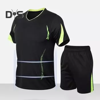 2 шт./компл., мужская летняя повседневная одежда, футболка с v-образным вырезом и коротким рукавом, эластичная талия, широкие шорты, комплект, лоскутная цветная баскетбольная спортивная одежда L чёрный