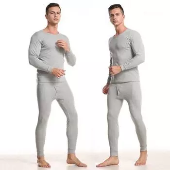 2 шт./компл. мужской домашний костюм с круглым вырезом и длинными рукавами, эластичный пояс, длинные брюки, комплект из однотонного тонкого материала L серый