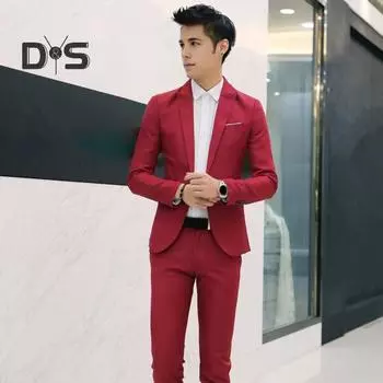 2 шт./компл. мужской приталенный костюм с лацканами, длинный рукав, одна пуговица, пальто, длинные брюки средней посадки, однотонный деловой наряд L чёрный