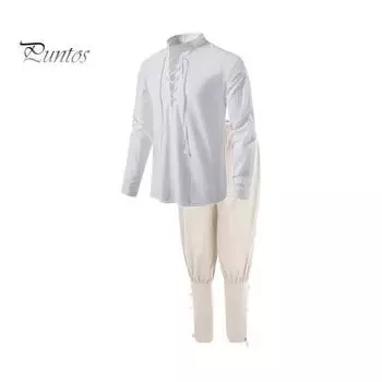 2 шт./компл., мужской ретро-наряд, пуловер с воротником-стойкой и длинными рукавами, топы с эластичной резинкой на талии, бандажные манжеты, брюки, комплект сценического наряда L красный