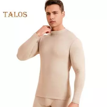 2 шт./компл. мужской теплый наряд, О-образный вырез, длинный рукав, термотоп, высокая талия, длинные брюки, комплект, однотонный, облегающий, дышащий, нижний наряд XL синий