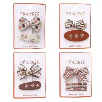 2 шт./компл. набор заколок для волос с бантом для девочек, милые тканевые головные уборы с вышивкой, заколки для волос, шпилька, головной убор, аксессуары для волос