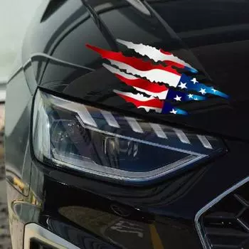 2 шт./компл. наклейка на автомобиль, привлекающая внимание, износостойкая, ПЭТ, американский флаг, внешний вид автомобиля, декоративный стиль