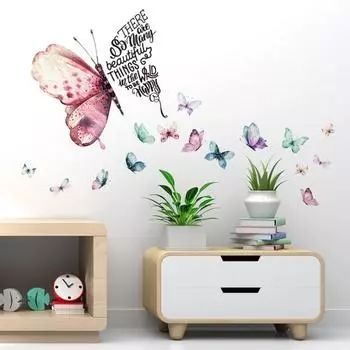 2 шт./компл. Наклейка на стену с принтом бабочки, легко наклеиваемая, съемная, самоклеящаяся, декоративная бабочка