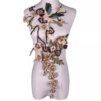 2 шт./компл. Нашивки в виде цветов и птиц, сшитые своими руками, для одежды, вышитые для футболок, сумок, аппликаций, наклеек из ткани, швейных принадлежностей красный