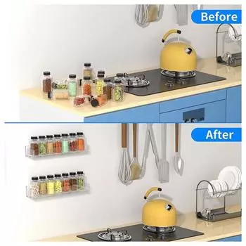 2 шт./компл. настенные стеллажи для специй, акриловые кухонные или кладовые акриловые стеллажи для специй для легкого доступа и организации 2pcs