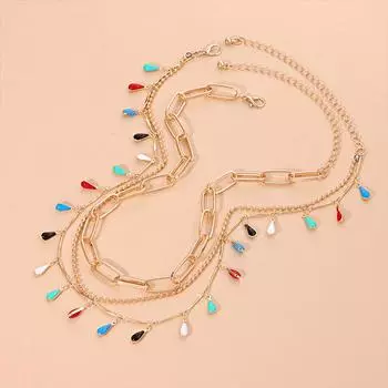 2 шт./компл., нежный кулон, креативная вечеринка, модное многослойное ожерелье, ювелирные изделия с каплями воды золотой