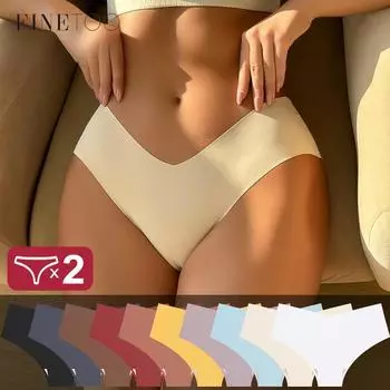 2 шт./компл. Нижнее белье больших размеров, женские трусики, шелковые женские бесшовные трусы, трусы для девочек, дышащее сексуальное женское белье S&2pcs