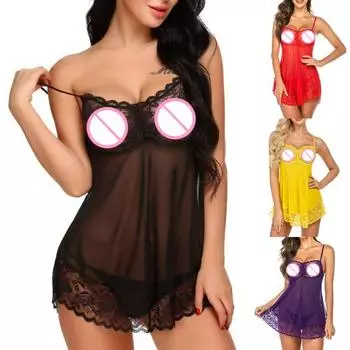 2 шт./компл. нижнее белье, прозрачное сетчатое кружевное сплошное цветное ночное платье XL чёрный