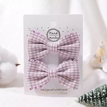 2 шт./компл. Однотонные детские банты заколки для волос для маленьких девочек ручной работы клетчатые банты-заколки для волос, аксессуары для волос для фотографий