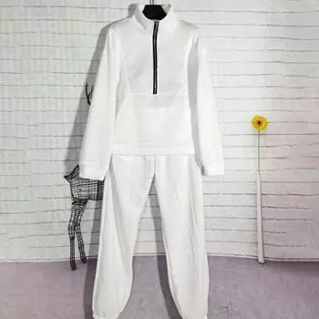 2 шт./компл., осенне-зимний комплект, толстовка, брюки, воротник-стойка, длинный рукав, свободная молния, толстые теплые однотонные брюки с эластичной резинкой на талии, верхний костюм, спортивная одежда 2XL фиолетовый