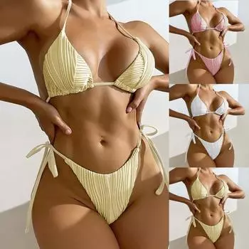 2 шт./компл. отличный купальный костюм с беспроводной мягкой подкладкой, дышащий женский купальник для пляжа S розовый