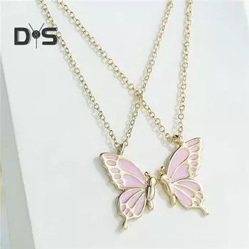 2 шт./компл. ожерелье дружбы значимый яркий блеск регулируемая удлинительная цепочка украшение подарок лучший друг BFF сестра кулон-бабочка ожерелье