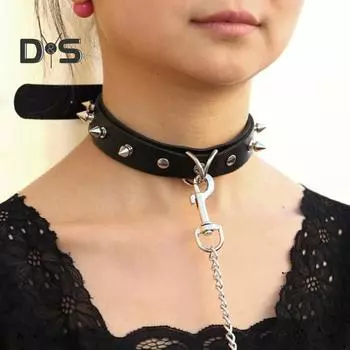 2 шт./компл. ожерелье с заклепками и поводком, регулируемая длина, декоративный воротник, веревка, набор для пары, сексуальное ожерелье, эротические товары для взрослых