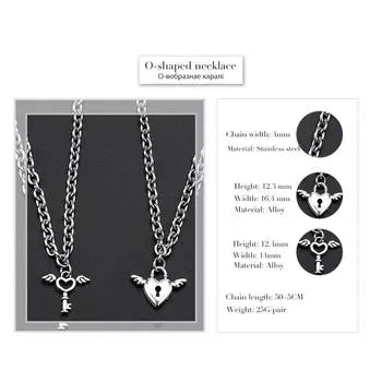 2 шт./компл. парные подвески сердце пара ожерелье любовь ключ замок шарм ювелирные изделия из нержавеющей стали цепочка ожерелье ювелирные изделия для женщин мужчин 50cm