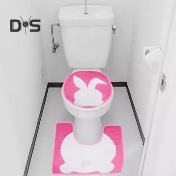2 шт./компл. пасхальный кролик коврик для ванной комнаты быстросохнущий моющийся коврик для ванной нескользящий чехол для унитаза праздничный пасхальный декор жёлтый