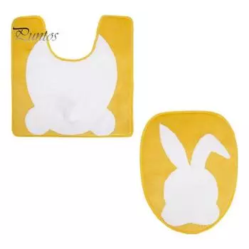 2 шт./компл. пасхальный кролик коврик для ванной комнаты быстросохнущий моющийся коврик для ванной нескользящий чехол для унитаза праздничный пасхальный декор синий