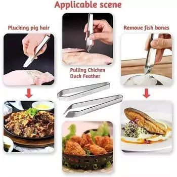 2 шт./компл., пинцет из нержавеющей стали для рыбных костей, клещи, съемник, щипцы для удаления рыбных костей, зажим для выщипывания рыбных костей, кухонные гаджеты, инструменты 2pcs/set