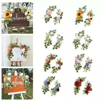 2 шт./компл. пионы входная дверь свадьба деревенская арка гирлянда искусственные цветы фон стена приветственный знак шелк