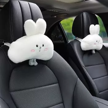 2 шт./компл. плюшевый кролик подголовник автомобиля подушка универсальный внедорожник грузовик авто сиденье мультфильм белый
