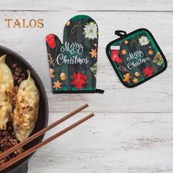 2 шт./компл., прихватка для духовки, нескользящая, с длительным сроком службы, портативная рождественская перчатка для выпечки, подушка для кухни