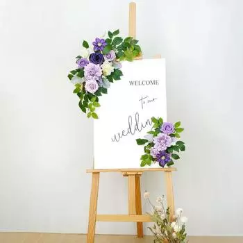 2 шт./компл. приветственный знак фон настенный искусственные цветы входная дверь шелковая деревенская арка гирлянда свадебный пион фиолетовый