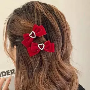 2 шт./компл. Простота принцессы бант заколка для волос для девочки черный красный цвет милая модная заколка для волос кавайные заколки аксессуары для волос
