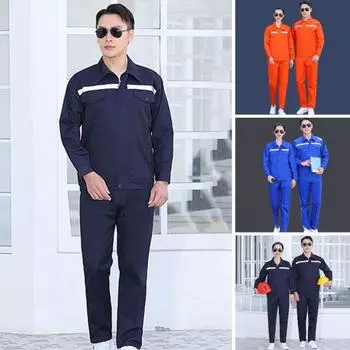 2 шт./компл. рабочая одежда унисекс, износостойкий светоотражающий полосатый защитный рабочий костюм с карманами, механическая пыленепроницаемая рабочая униформа 3XL оранжевый