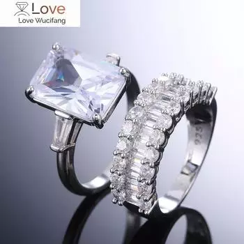 2 шт./компл. роскошные обещания хрустальные кольца для женщин серебряного цвета инкрустированные крупным цирконием модные свадебные украшения для вечеринки подарок 6