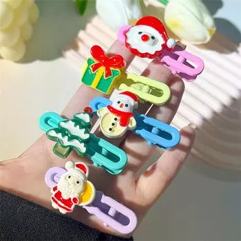 2 шт./компл. Рождественская заколка для волос Милая заколка для волос для девочек Боковая заколка для волос с рисунком Аксессуары для волос для женщин Милая заколка для челки A4
