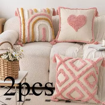 2 шт./компл. розовая стеганая диванная подушка бытовая маленькая свежая любовь съемная подушка наволочка комбинация не включает в себя подушку сердцевина 45*45cm