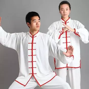 2 шт./компл. рубашка унисекс с планкой на пуговицах, свободная сплошная цветная китайская традиционная одежда для тай-чи, одежда для кунг-фу, мужская одежда XS