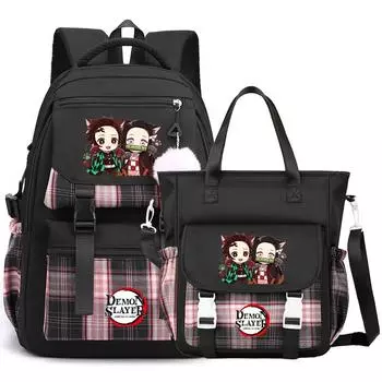 2 шт./компл. рюкзак Demon Slayer, сумка-мессенджер для подростка, мальчика, девочки, сумка для школы, женская, мужская, дорожная сумка, рюкзак Mochila