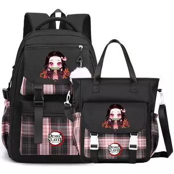 2 шт./компл. рюкзак Demon Slayer, сумка для подростка, мальчика, девочки, сумка для школы, женская, мужская, дорожная сумка, рюкзак Mochila