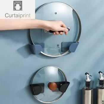 2 шт./компл. самоклеящийся держатель для крышки кастрюли, настенный подвесной держатель для кастрюли, без перфоратора, стеллаж для хранения кастрюли, кухонный органайзер синий