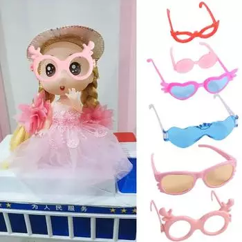 2 шт./компл. солнцезащитные очки для куклы, мини-пластиковые очки в форме сердца, мини-пластиковые очки для куклы, детский подарок style 11