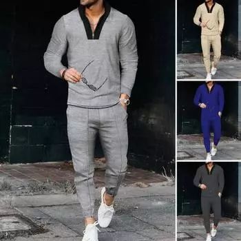 2 шт./компл., спортивные брюки на молнии, стильный V-образный вырез, спортивные штаны для фитнеса, мужской спортивный костюм 3XL легкие хаки