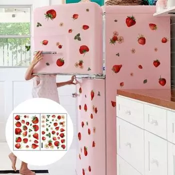 2 шт./компл. стикер на стену милые листья клубники тема съемный самоклеящийся водонепроницаемый ПВХ гостиная спальня украшение настенная художественная наклейка товары для дома