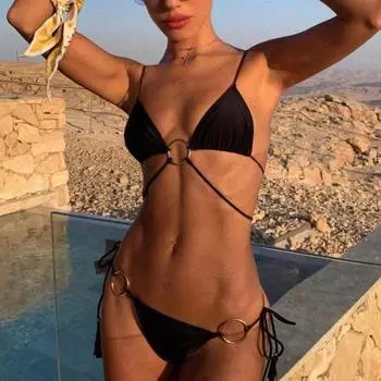 2 шт./компл. стильные летние купальники облегающие стринги с обручем декор на шнуровке с открытой спиной летний купальник одежда для отпуска S